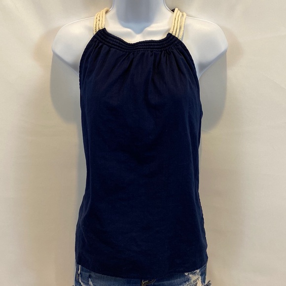 J. Crew boxy cotton summer tank with rope straps in Navy blue size S - Picture 3 of 12